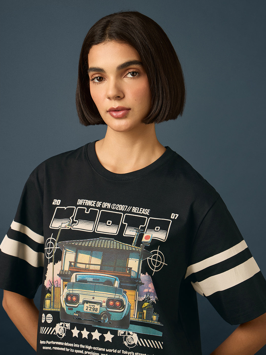 Womens Short Sleeve Printed Oversized Fit Tshirt 