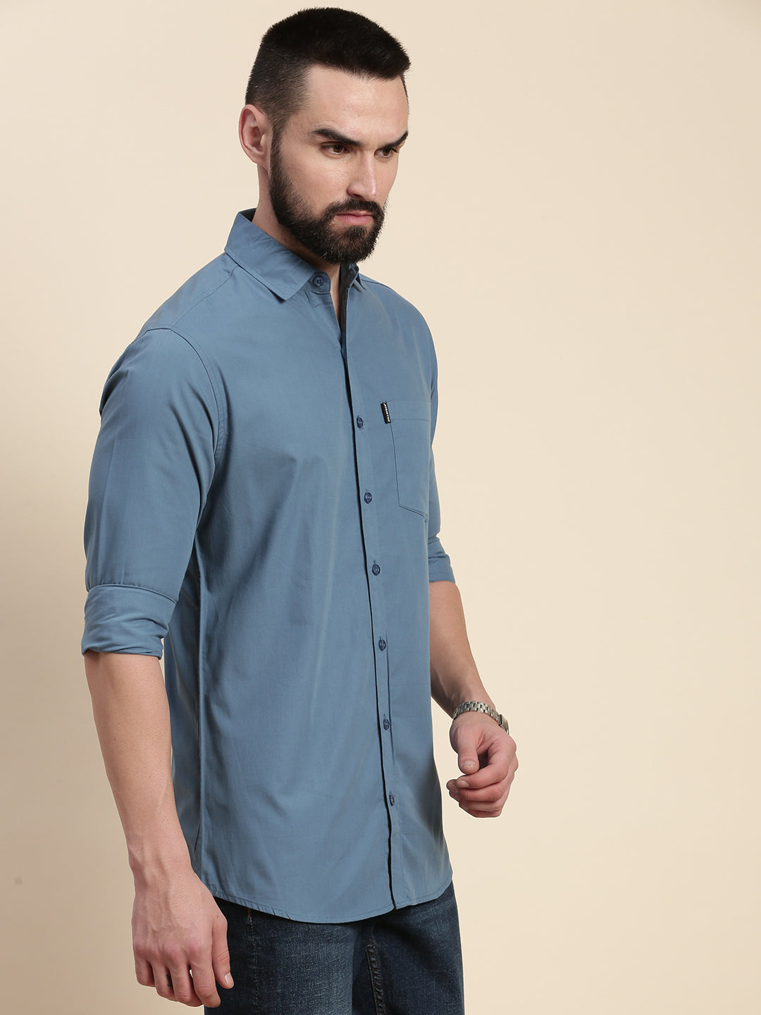 Mens Plain Full Sleeve Shirt With Pocket