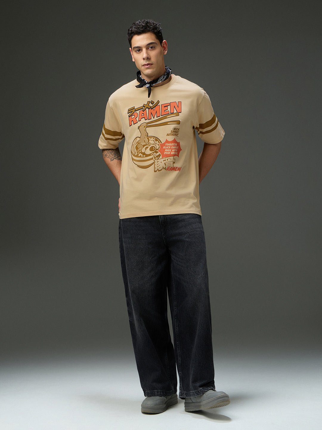Mens Round Neck Half Sleeve Printed Oversized Fit Tshirt
