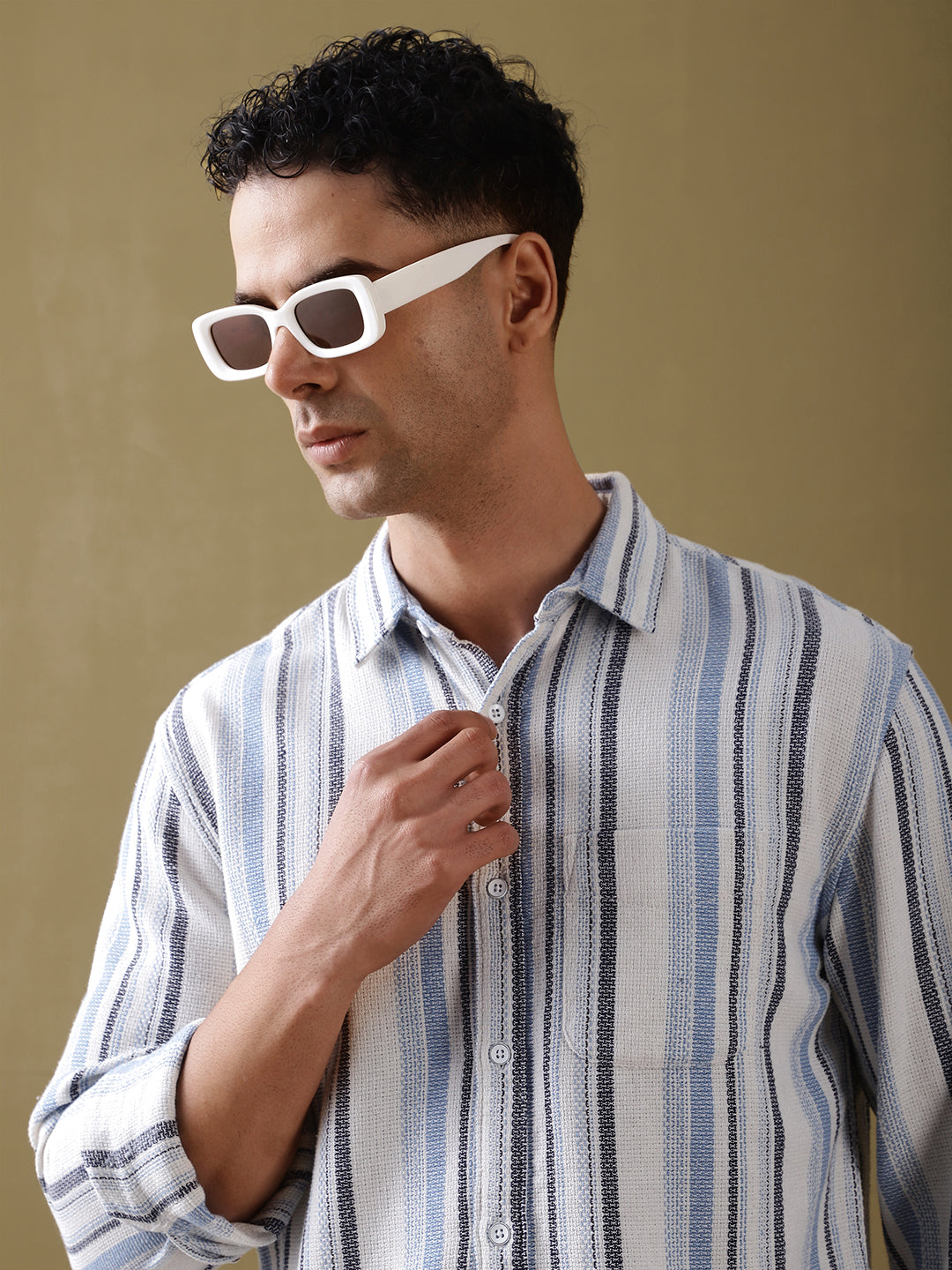 Mens Striped Full Sleeve Shirt With Pocket