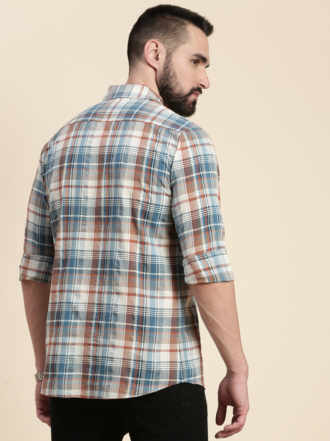 Men Checked Full Sleeve Shirt With Pocket