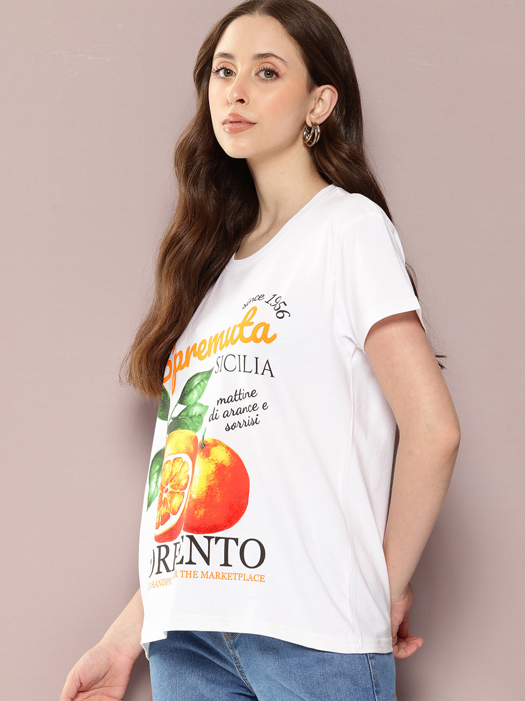 Womens Half Sleeve Round Neck Printed Boxy Fit Tshirts