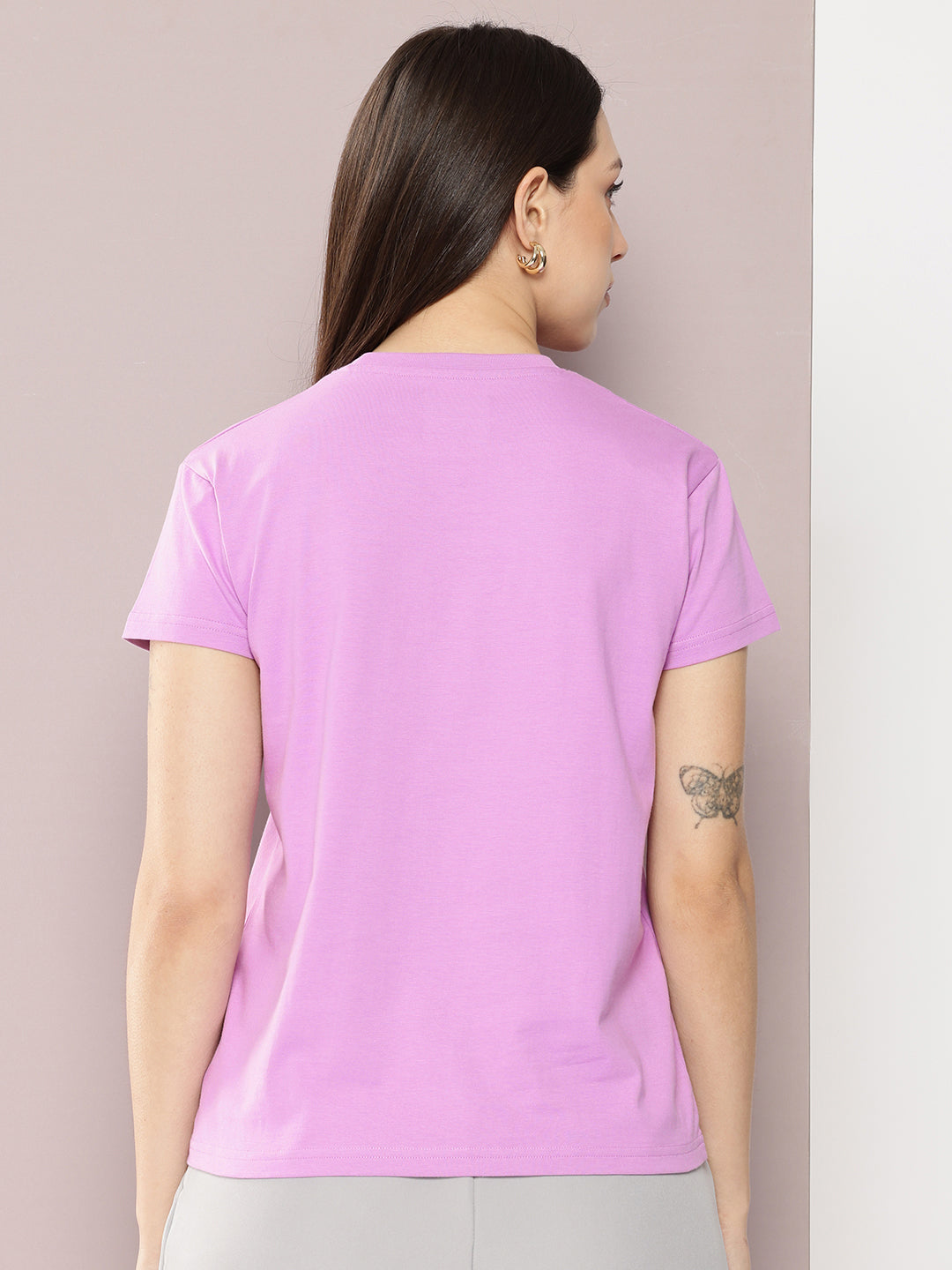 Womens Half Sleeve Round Neck Solid Regular Fit Tshirts