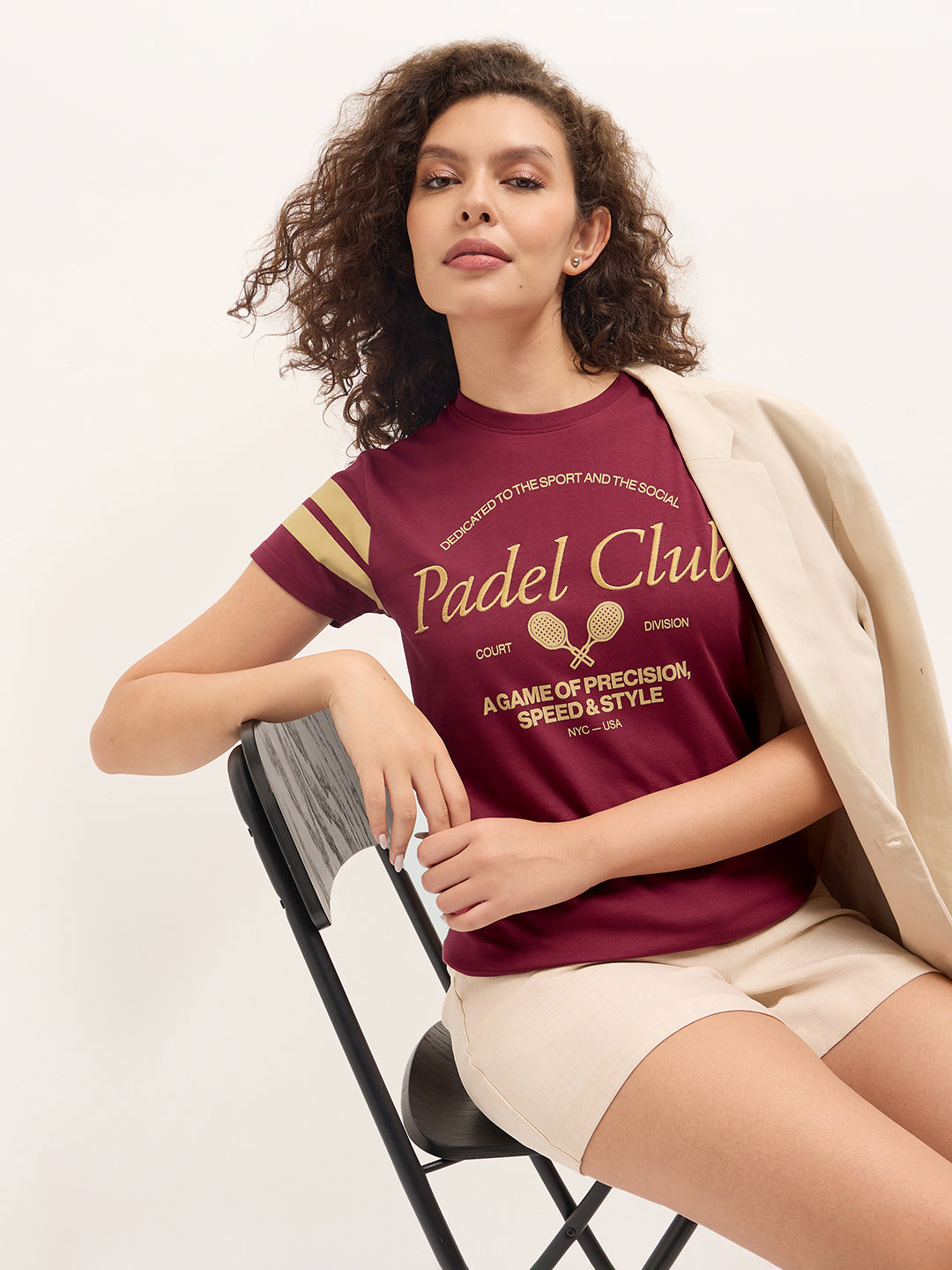 Womens Half Sleeve Round Neck Embroidered Regular Fit Tshirts