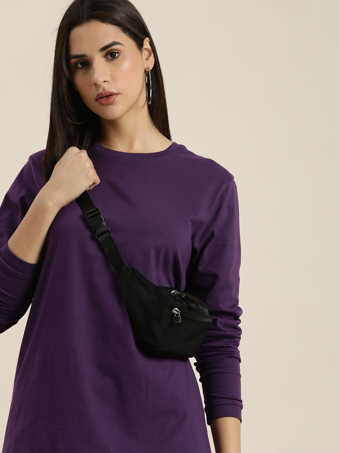 Womens Full Sleeve Round Neck Oversized Fit T-Shirts