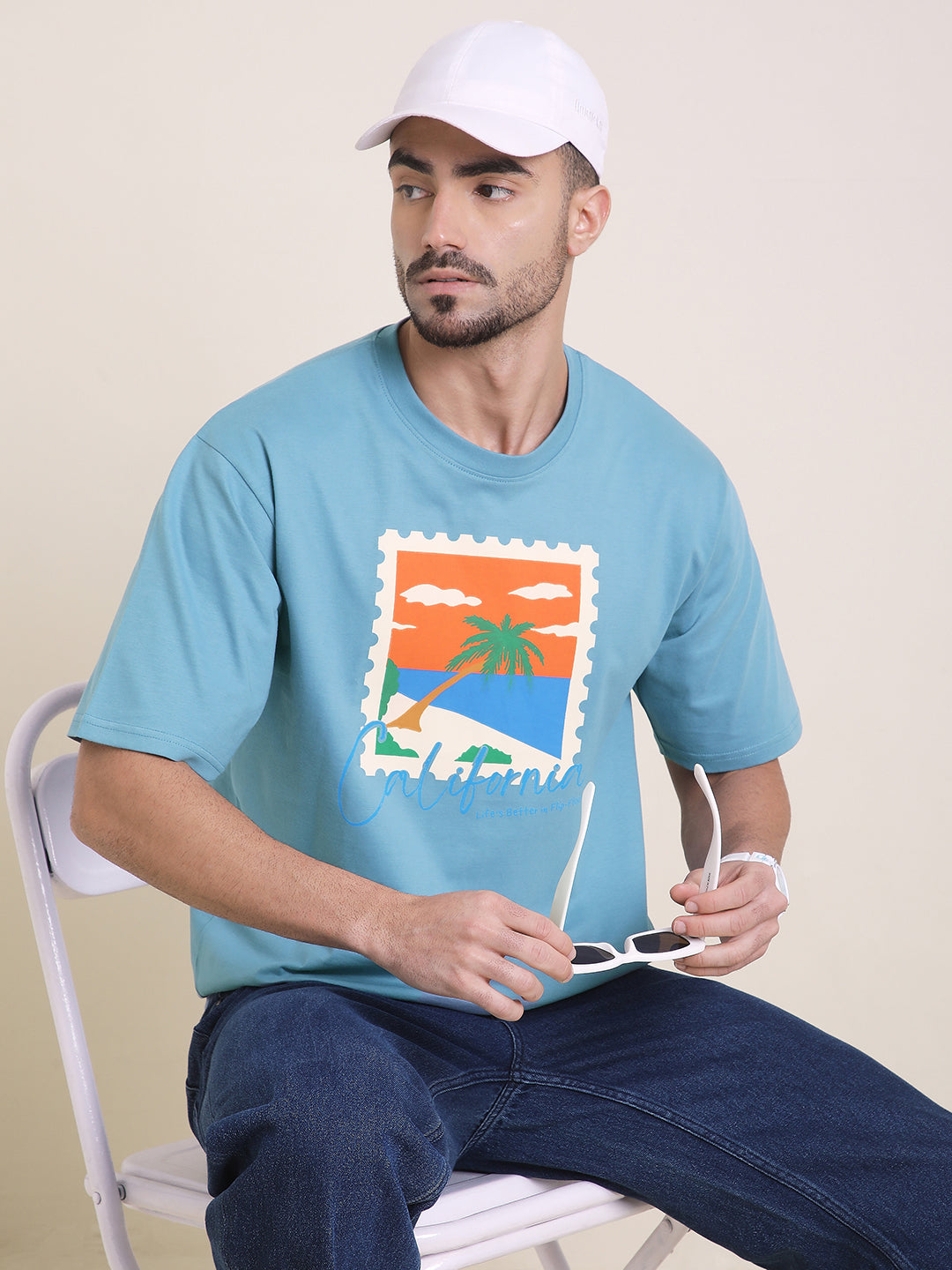 Mens Half Sleeve Round Neck Printed Oversized Fit Tshirts
