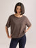 Womens Solid Oversized Slub Jersey Acid Washed  Boat Neck Tshirt