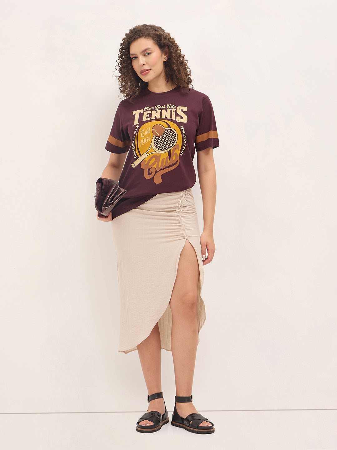 Womens Half Sleeve Round Neck Printed Oversized Fit Tshirts