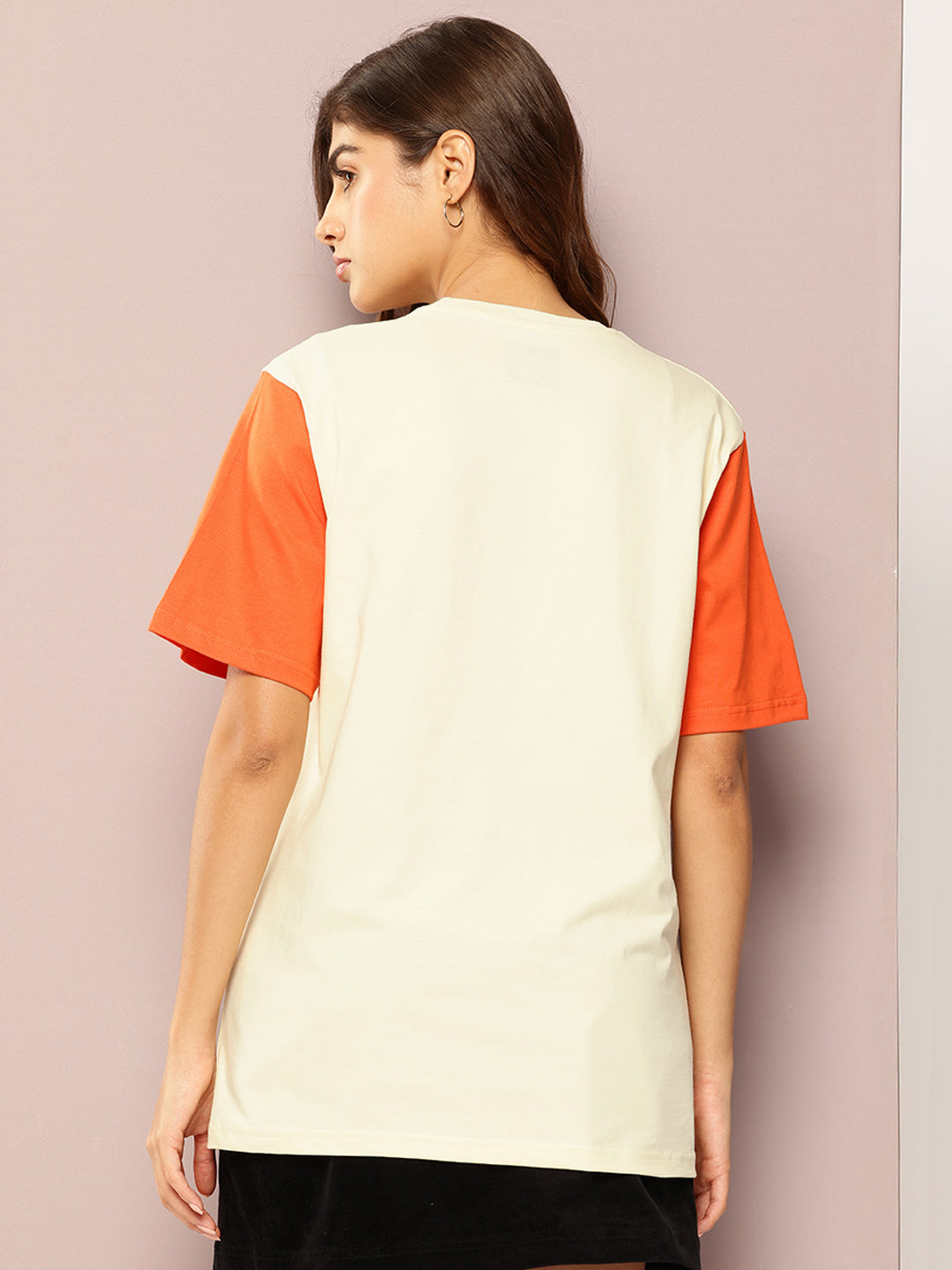 Womens Short Sleeve Puff Printed Oversized Fit Tshirt