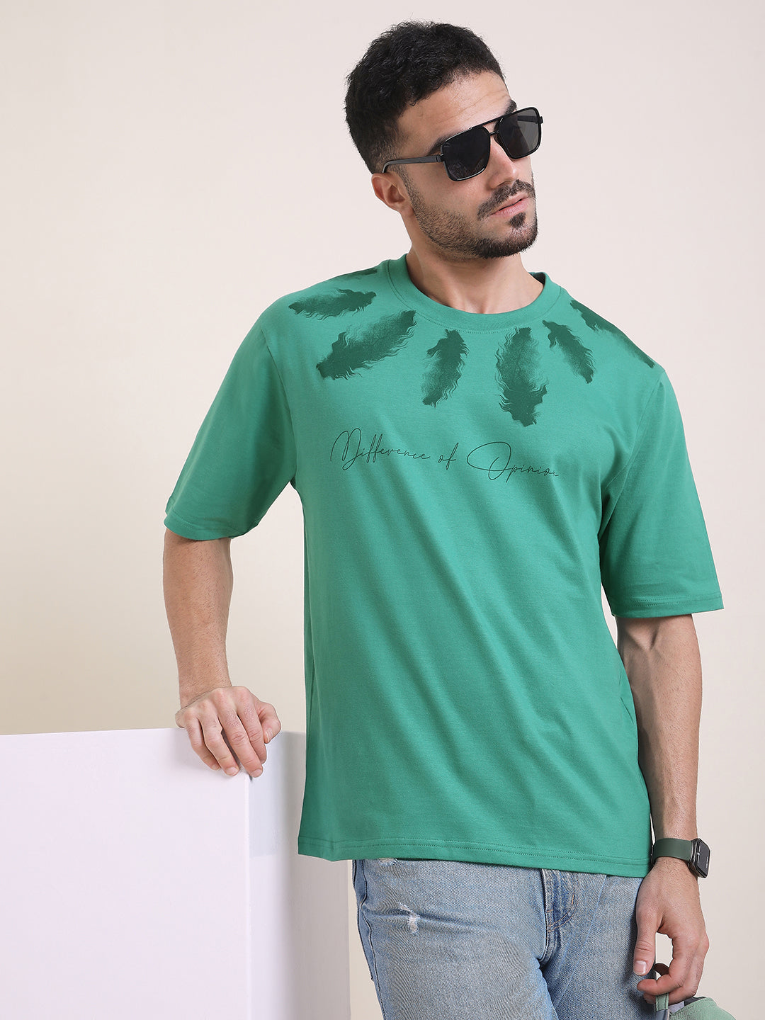 Mens Half Sleeve Round Neck Printed Oversized Fit Tshirts