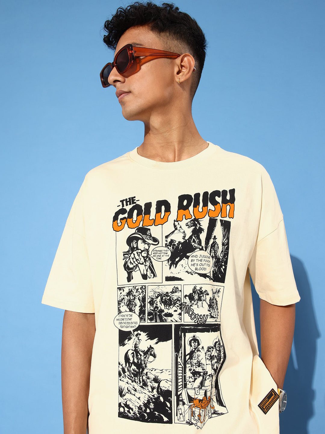 Mens Half Sleeve Drop Shoulder Printed Oversized Fit T-Shirts