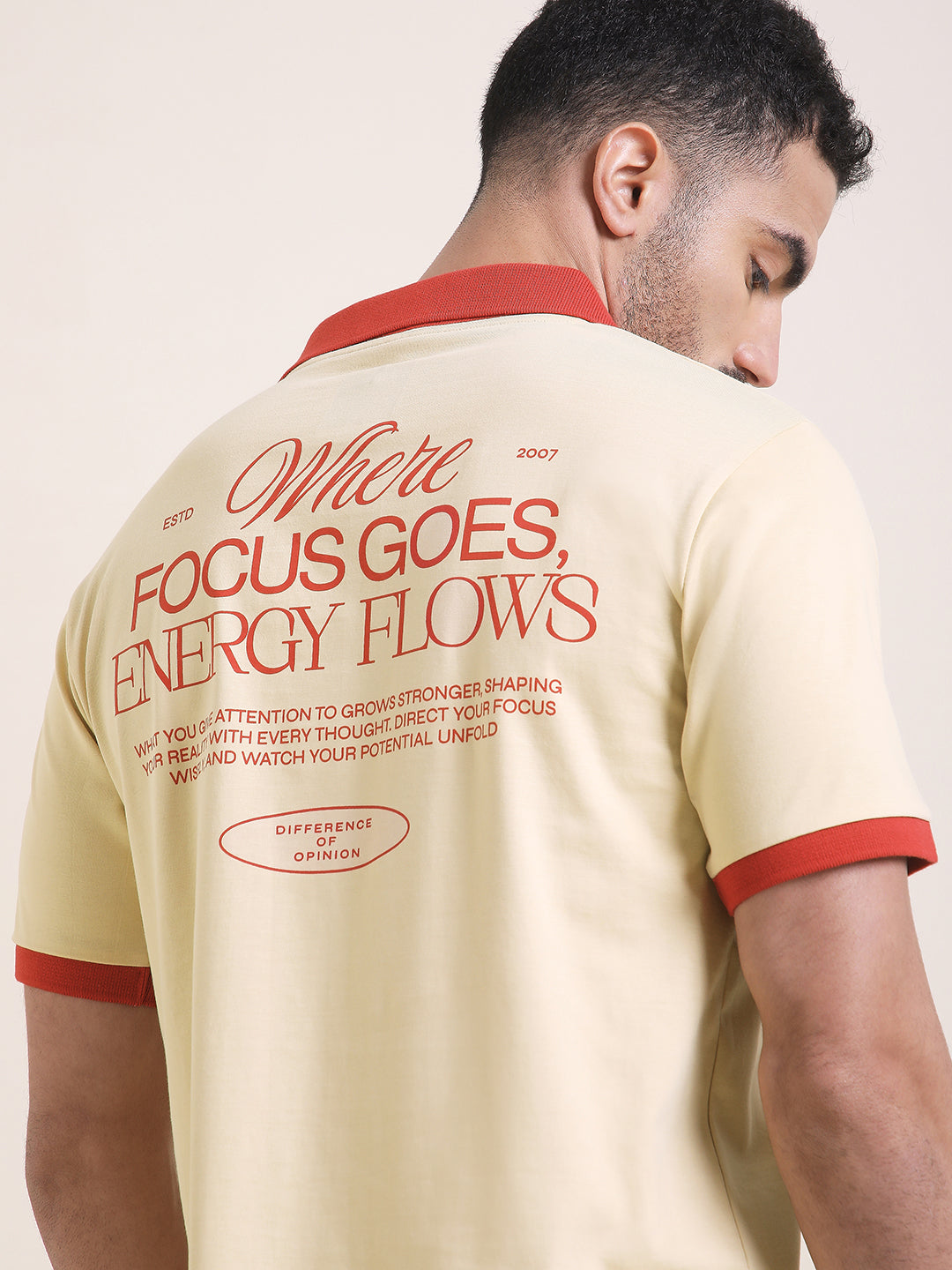Mens Half Sleeve Polo Neck Back Printed Relaxed Fit Tshirts
