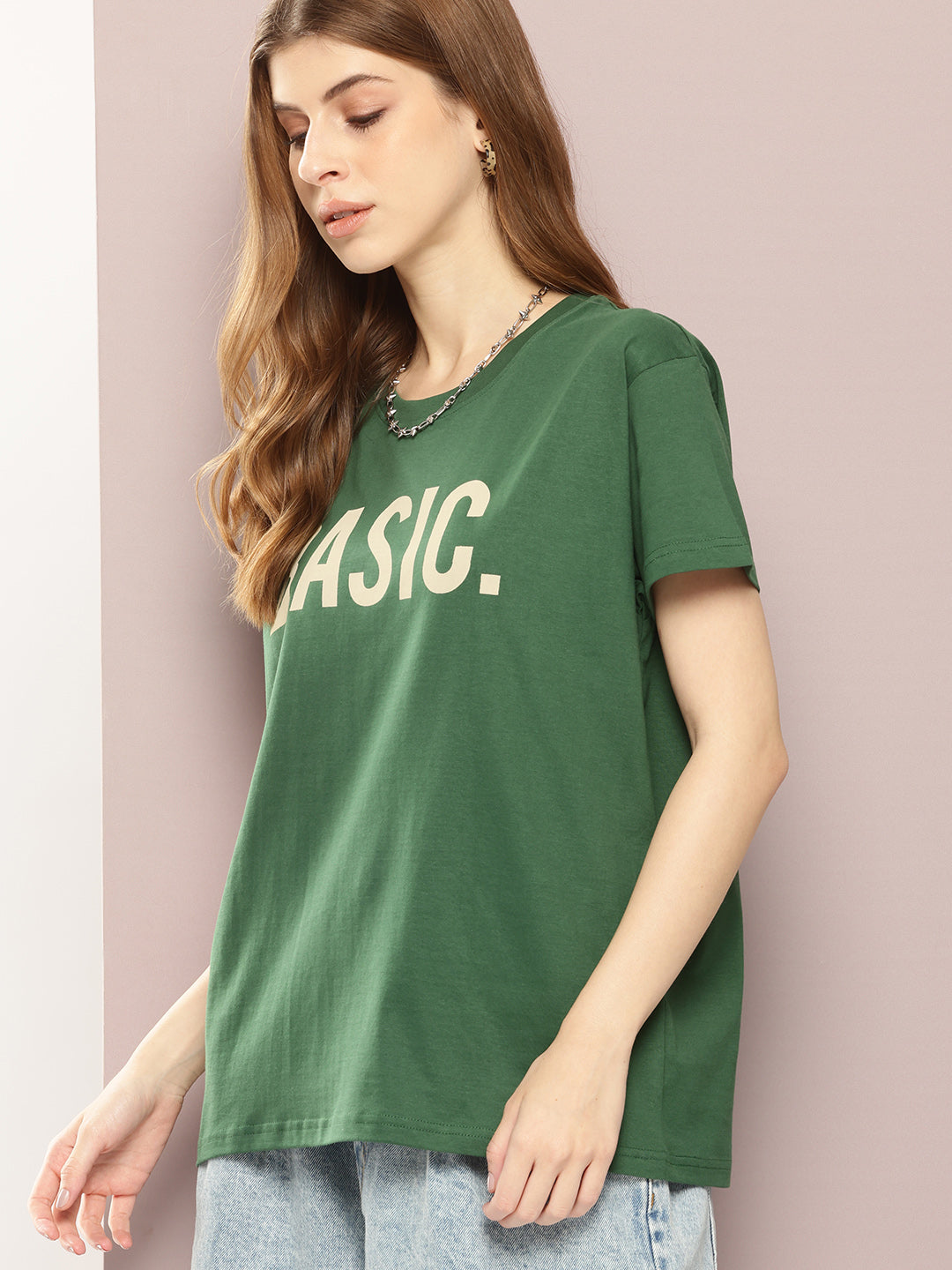 Womens Half Sleeve Round Neck Printed Boxy Fit Tshirts