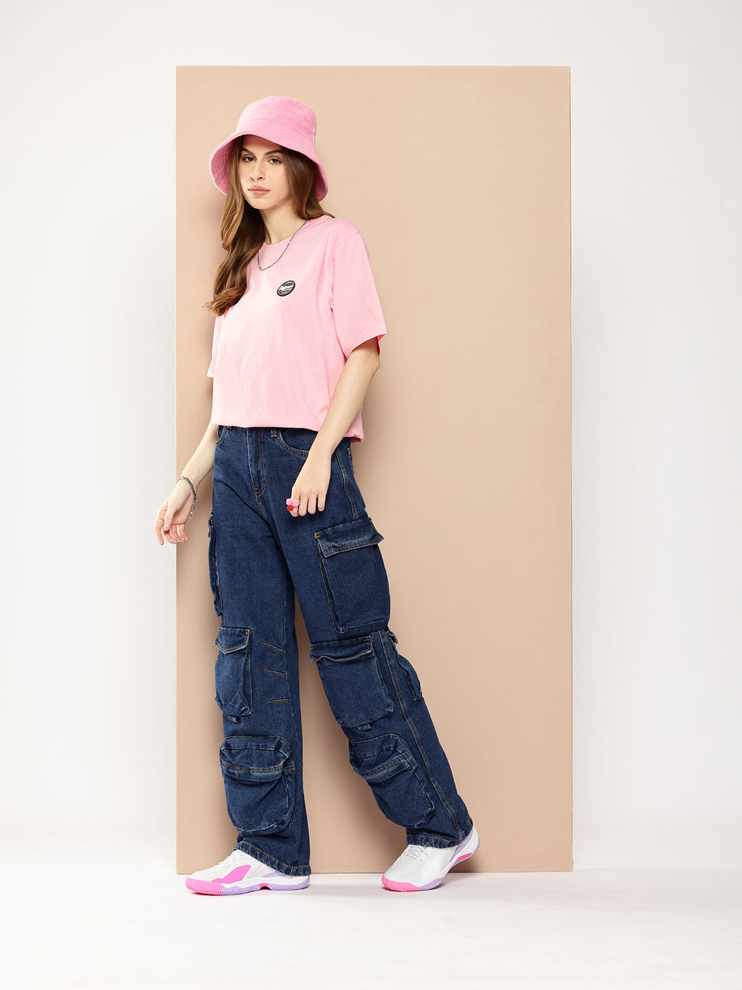 Womens Half Sleeve Round Neck Back Printed Oversized Fit Tshirts