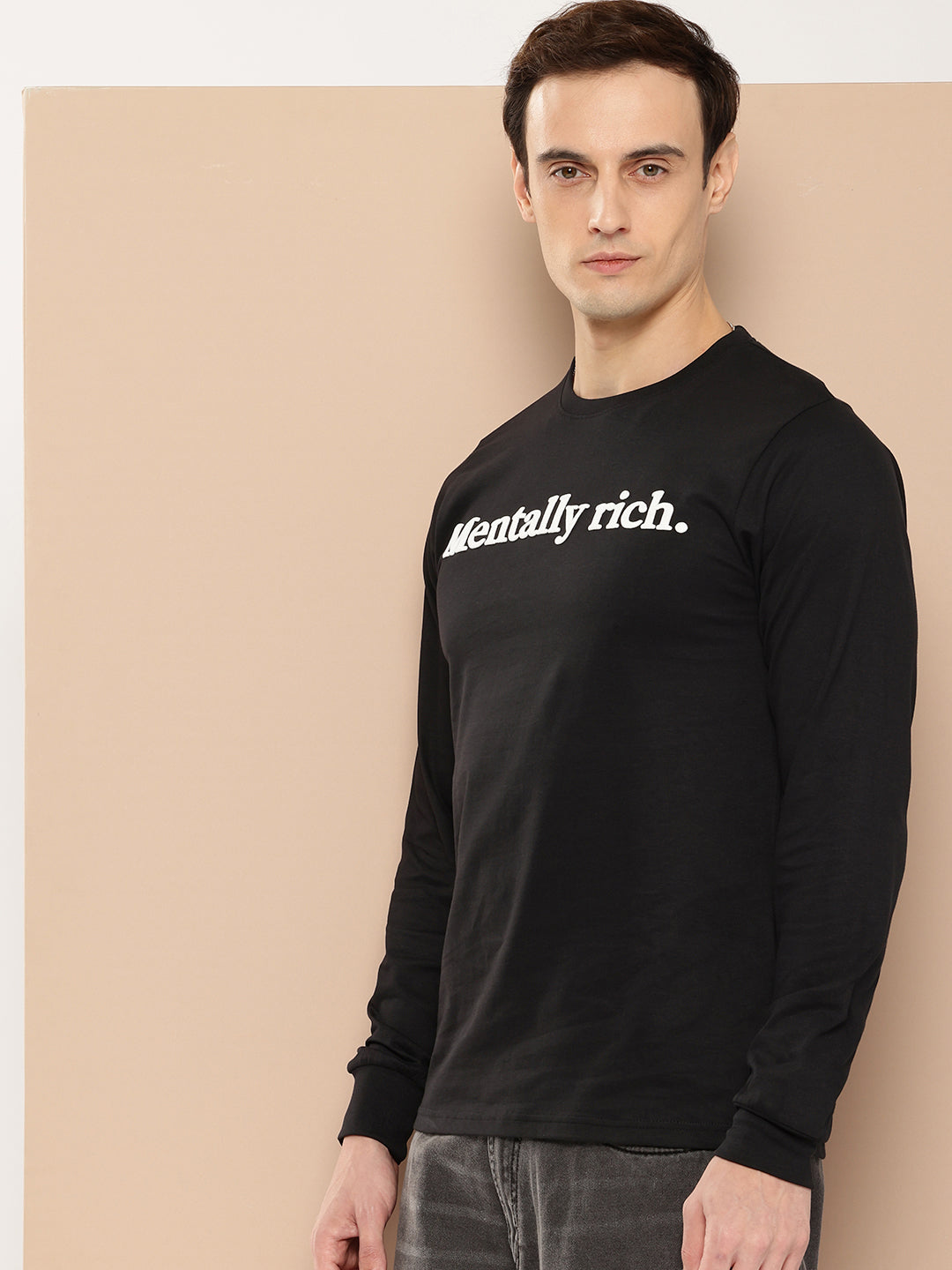 Mens Full Sleeve Round Neck Printed Regular Fit Tshirts