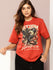 Womens Short Sleeve Printed Oversized Fit Tshirt