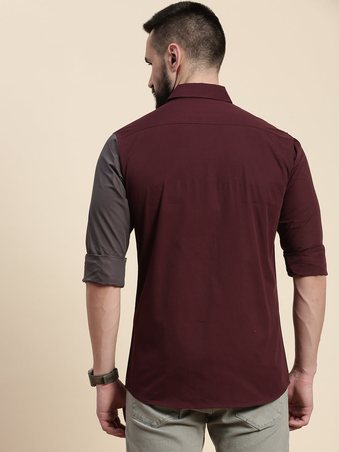 Mens Colourblocked Full Sleeve Shirt With Pocket