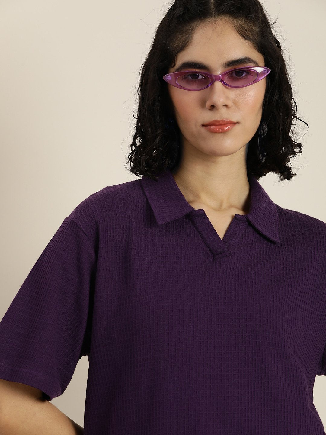 Womens Half Sleeve Oversized Fit Polo T-Shirts