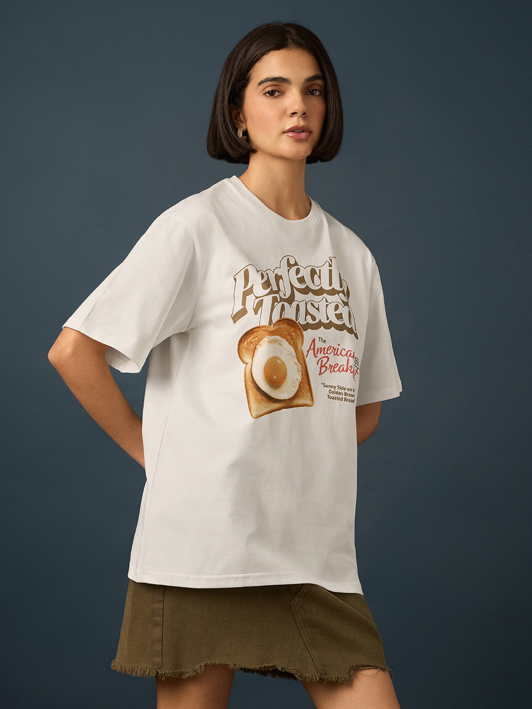 Womens Short Sleeve Printed Oversized Fit Tshirt 