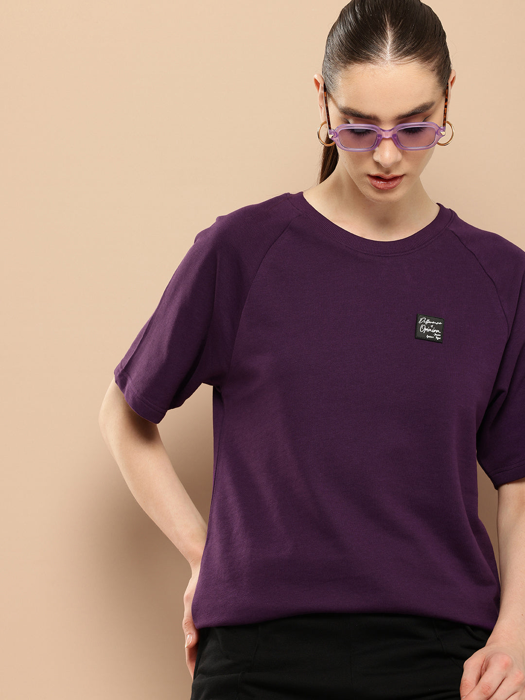 Womens Half Sleeve Round Neck Solid Oversized Fit Tshirts