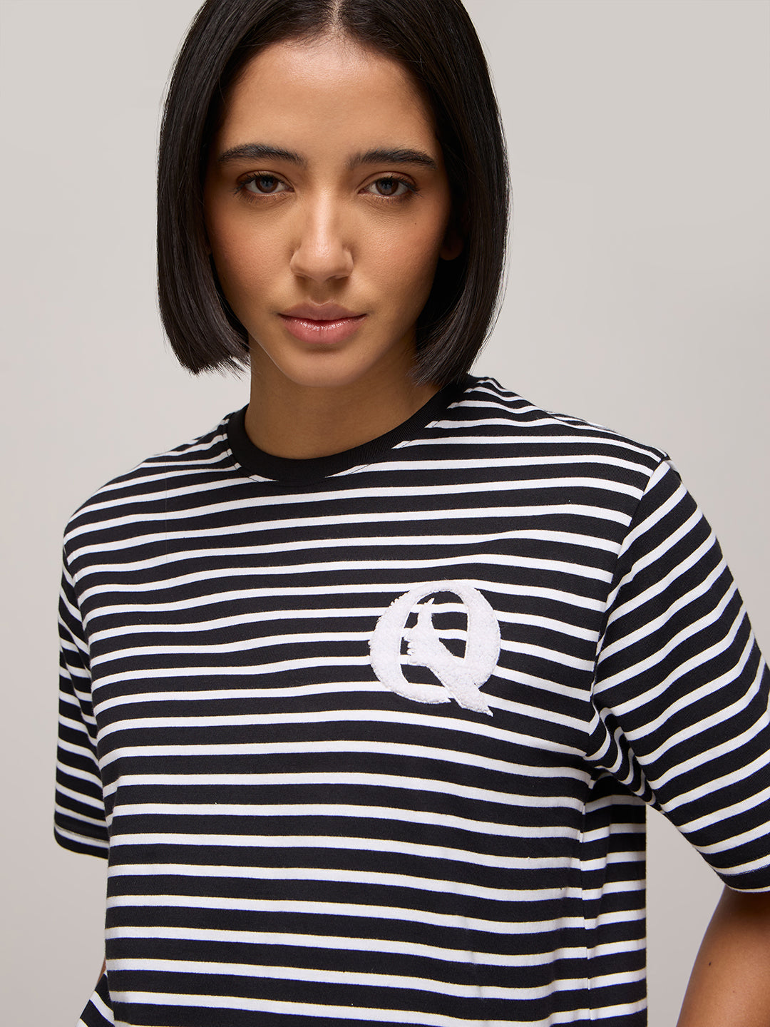 Womens Striped Oversized Fit Cotton T-Shirt