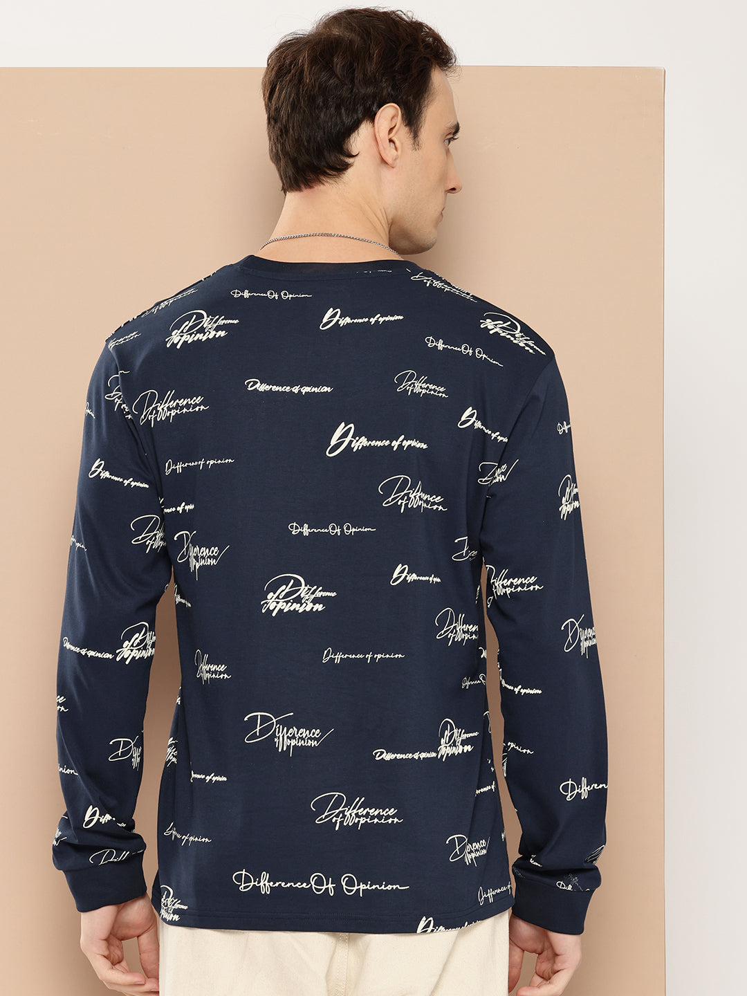 Mens Full Sleeve Round Neck All-Over Printed Oversized Fit Tshirts