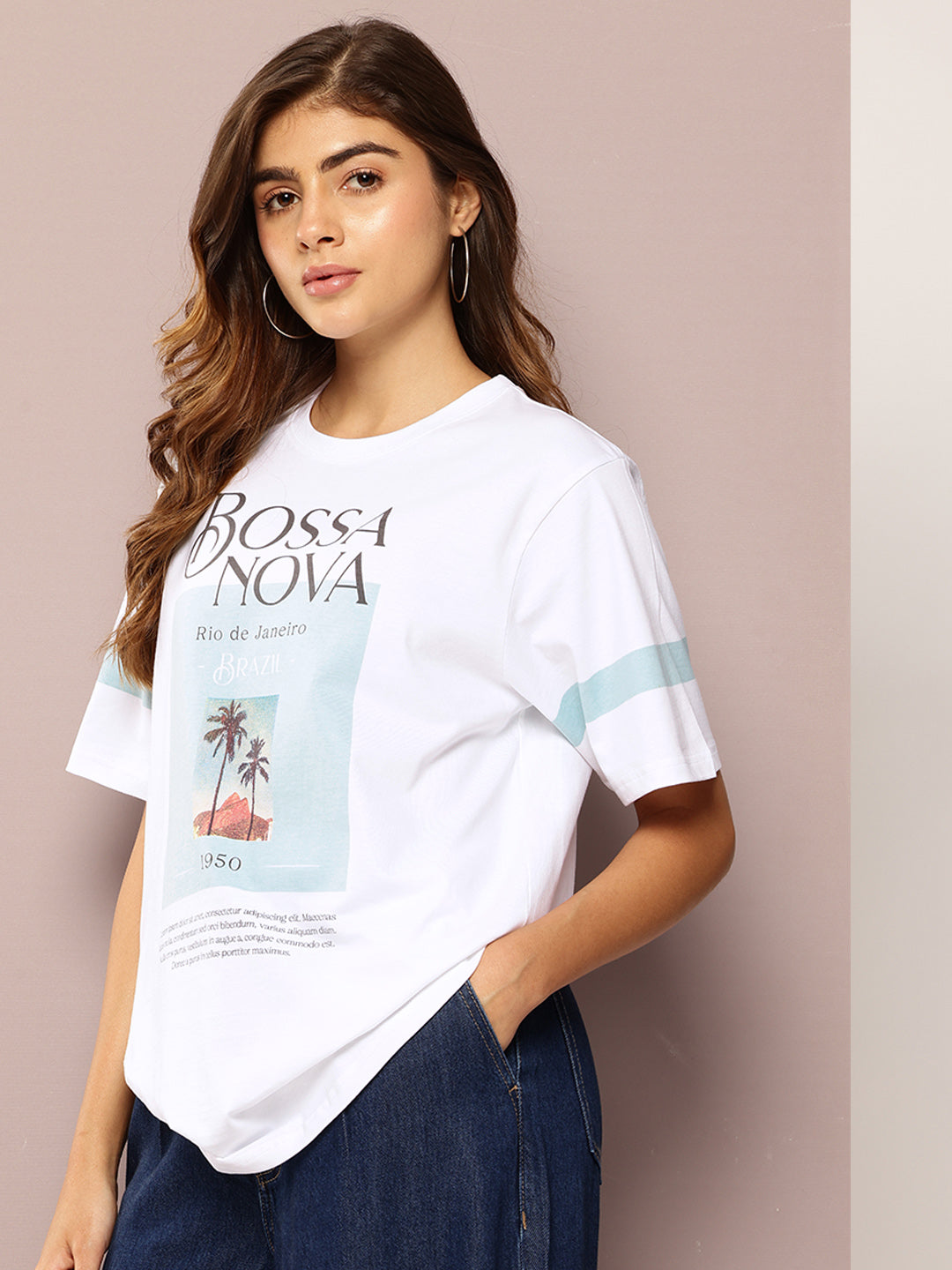 Womens Short Sleeve Printed Oversized Fit Tshirt