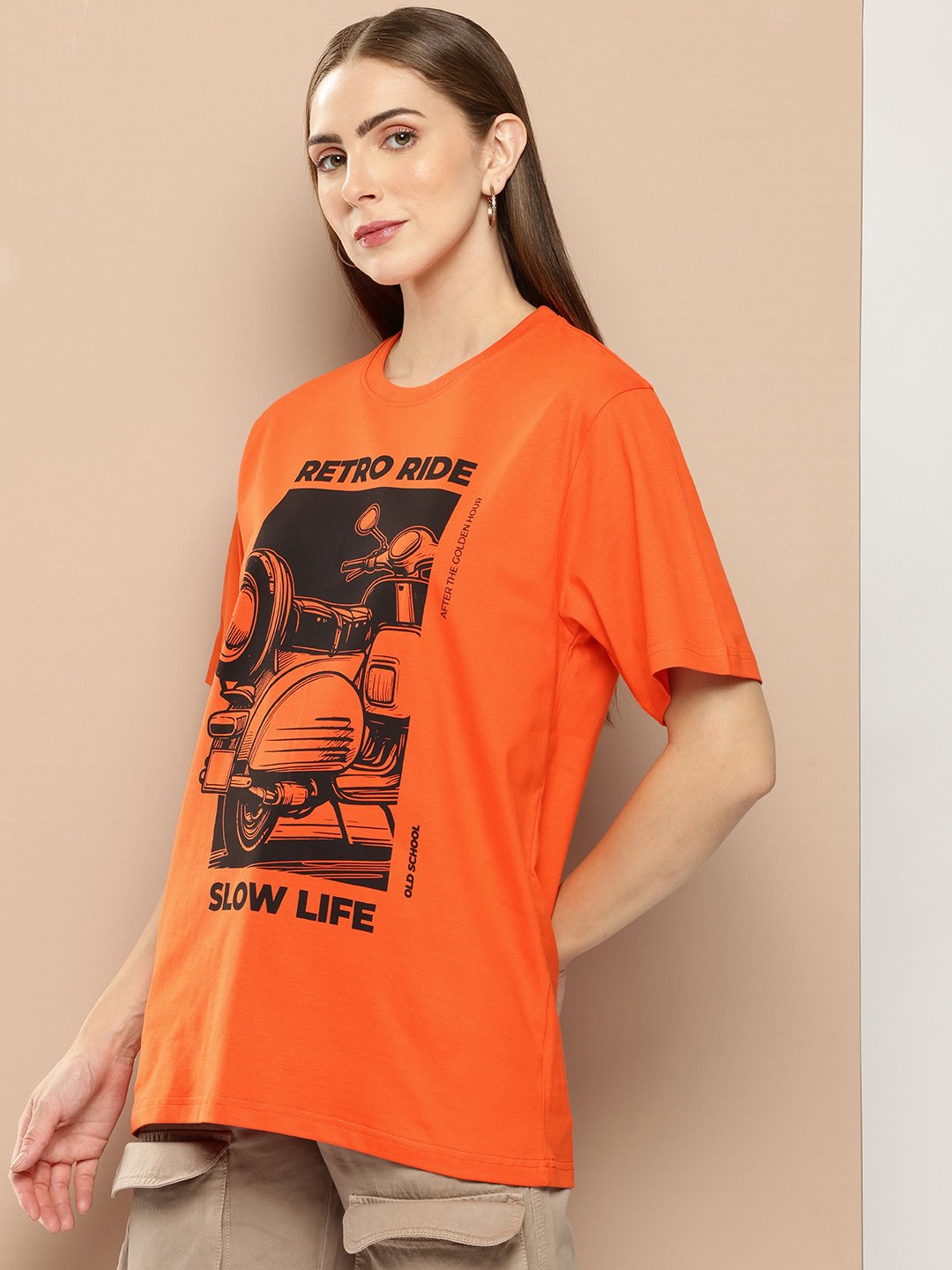 Womens Half Sleeve Round Neck Oversized Fit T-Shirts