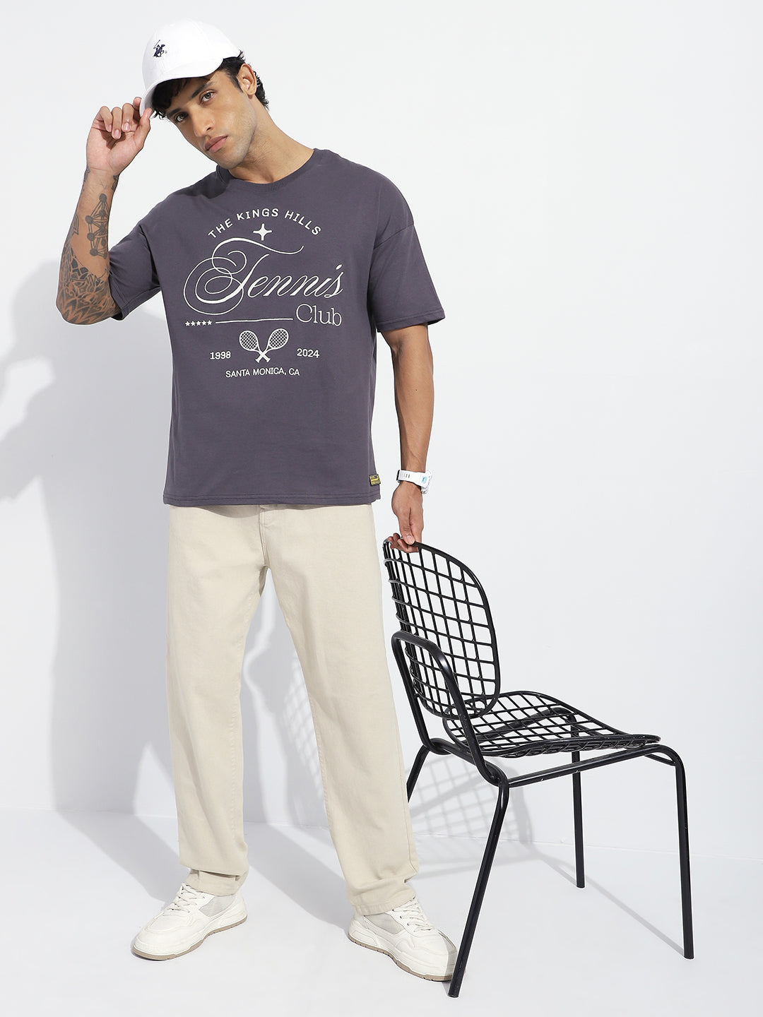 Mens Half Sleeve Drop Shoulder Printed Oversized Fit T-Shirts
