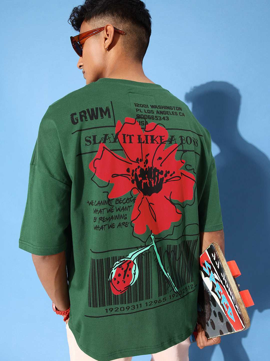 Mens Half Sleeve Drop Shoulder Printed Oversized Fit T-Shirts