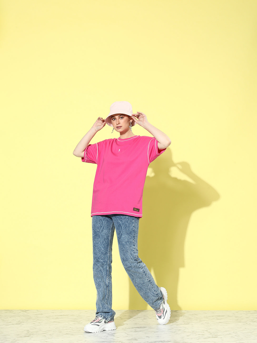 Womens Half Sleeve Drop Shoulder Plain Oversized Fit T-Shirts