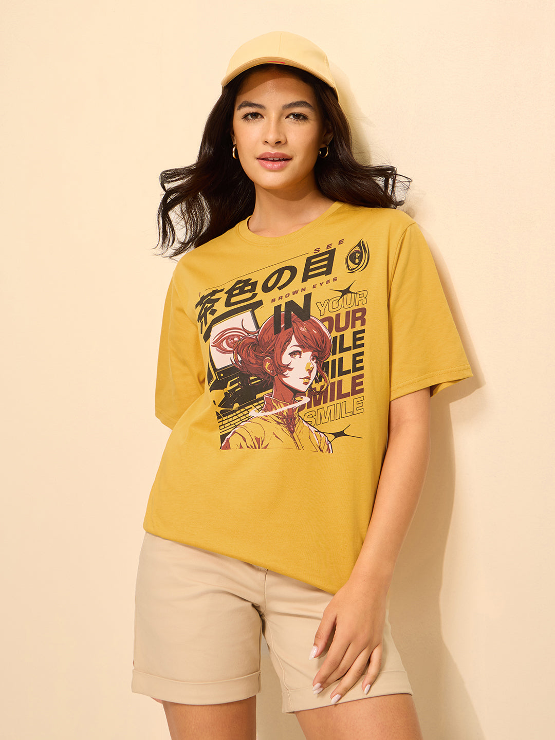 Womens Printed Oversized Cotton T-Shirt