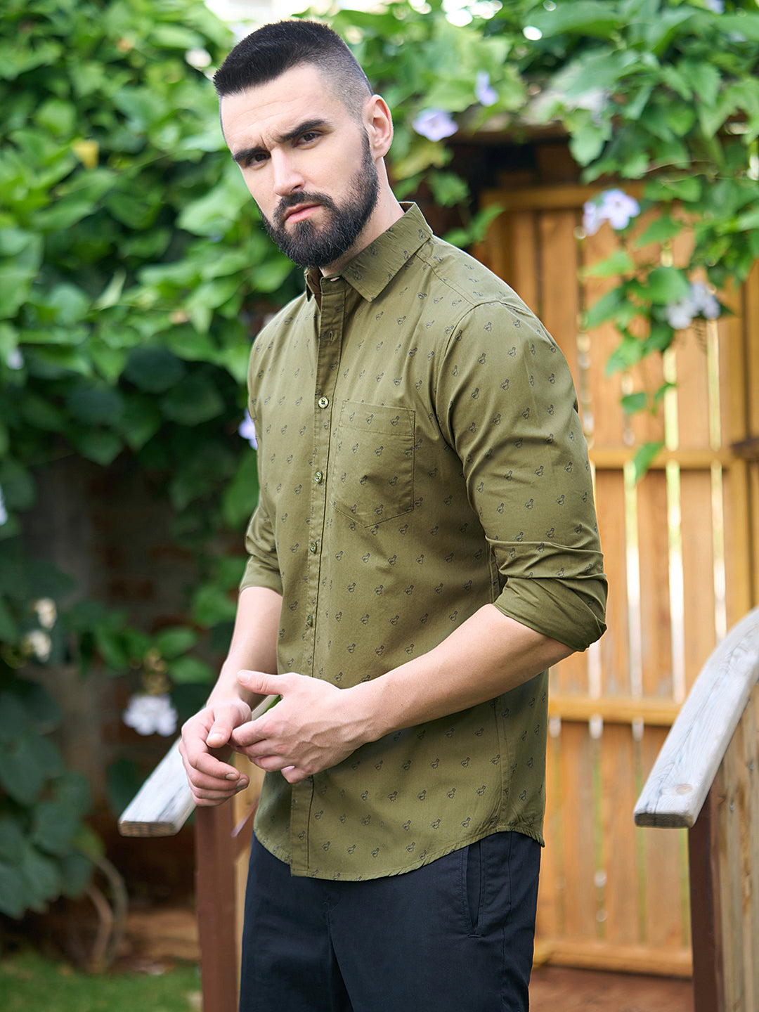 Men All Over Printed Full Sleeve Shirt With Pocket