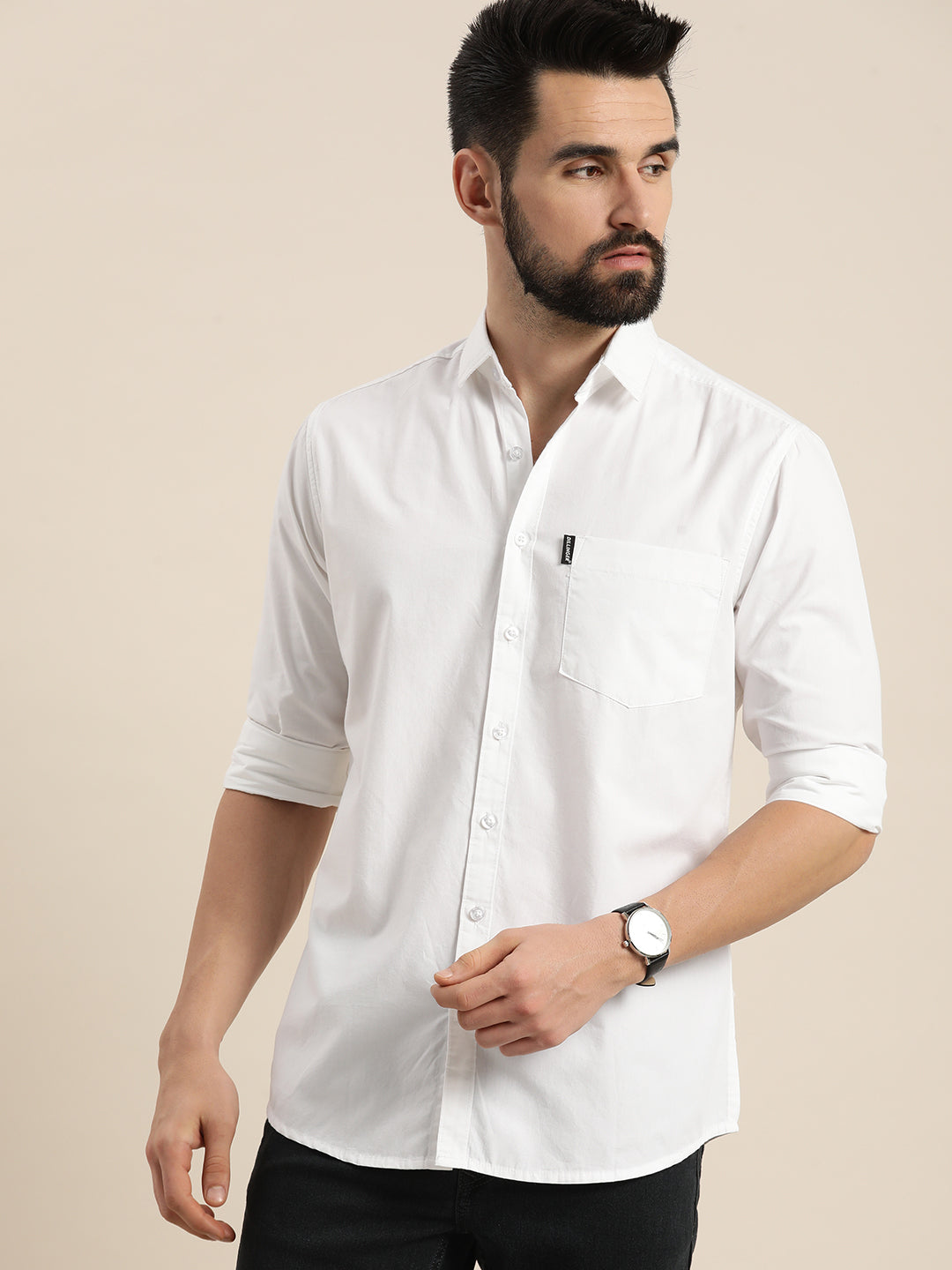 Mens Plain Full Sleeve Shirt With Pocket