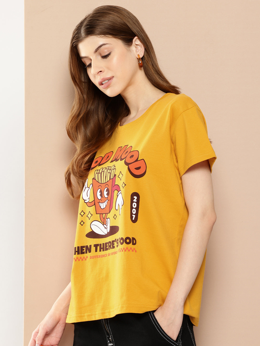 Womens Half Sleeve Round Neck Printed Boxy Fit Tshirts