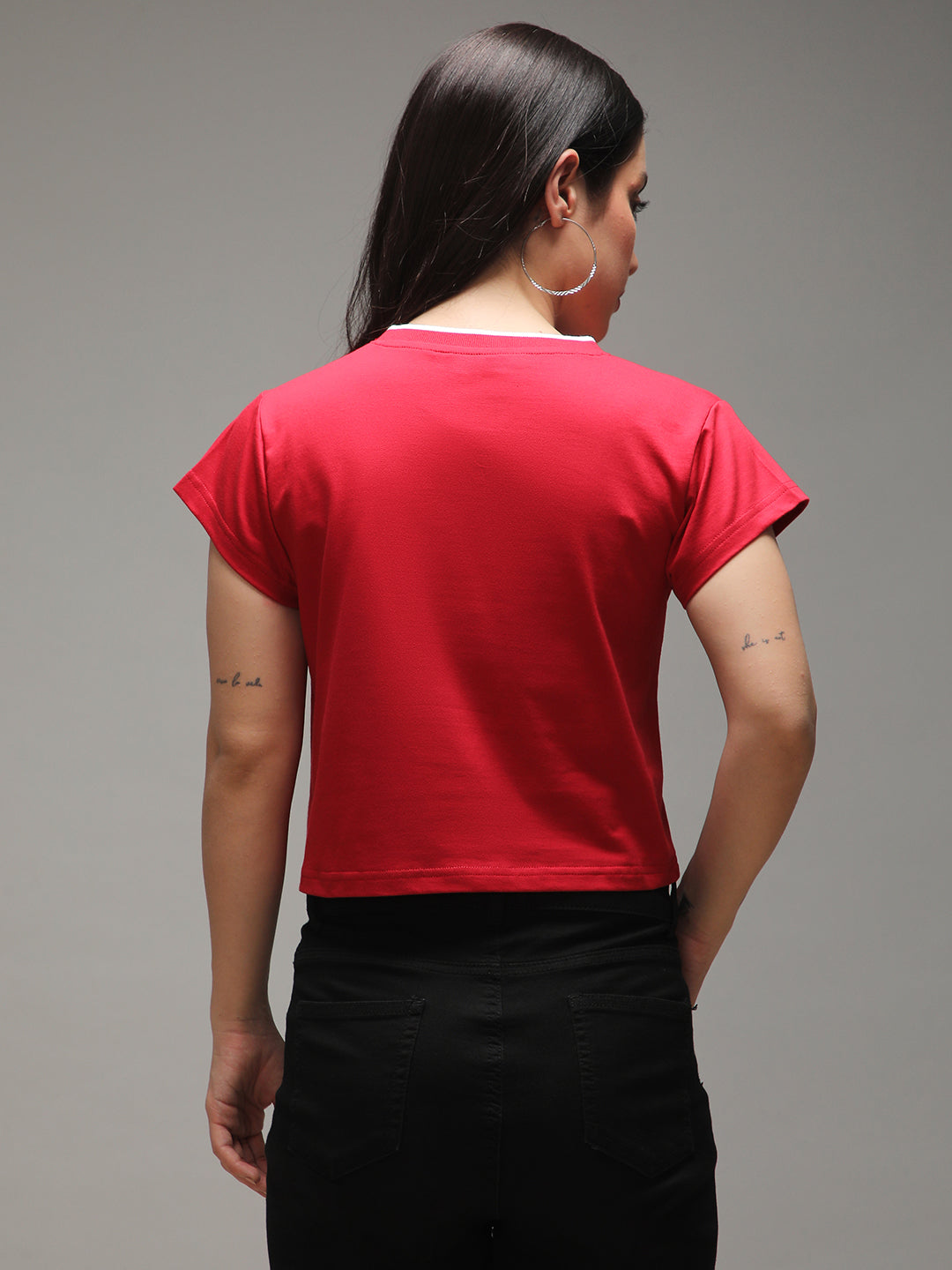 Womens Half Sleeve V-Neck Printed Regular Fit Tshirts