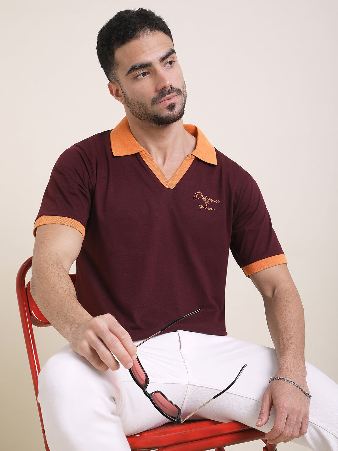 Mens Half Sleeve Polo Neck Back Printed Relaxed Fit Tshirts