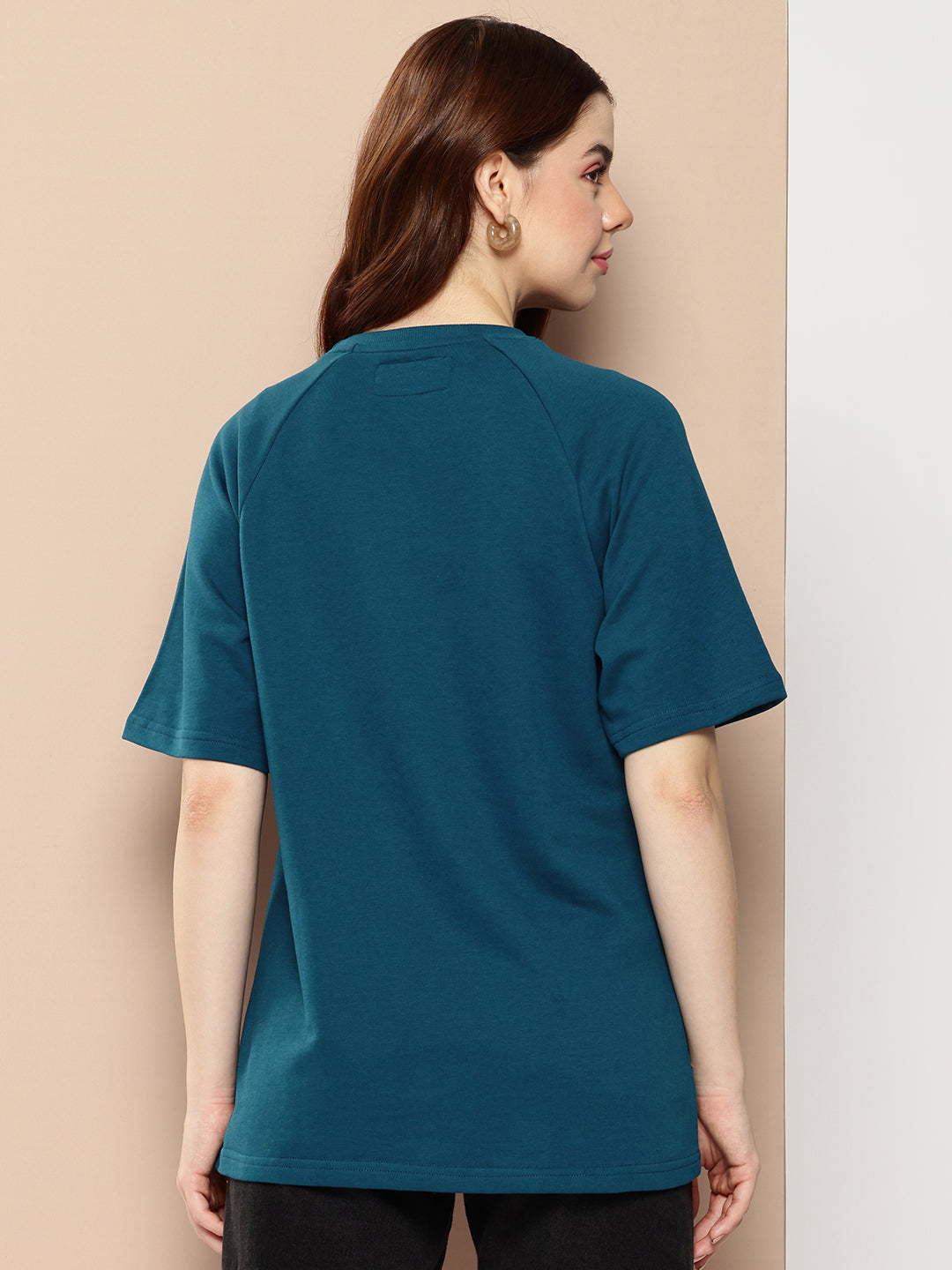 Womens Half Sleeve Round Neck Solid Oversized Fit Tshirts