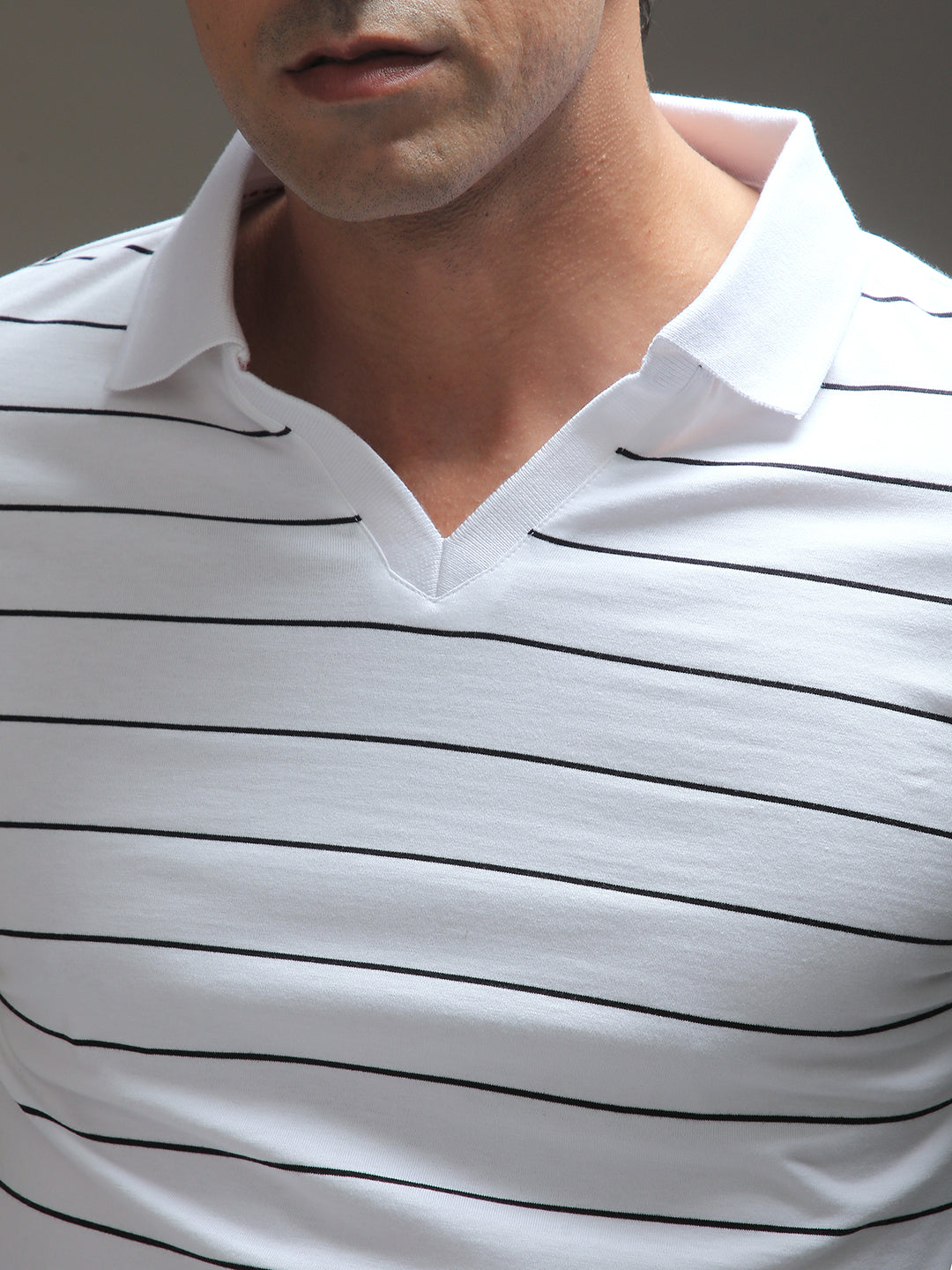 Mens Full Sleeve Polo Neck Striped Regular Fit Tshirts