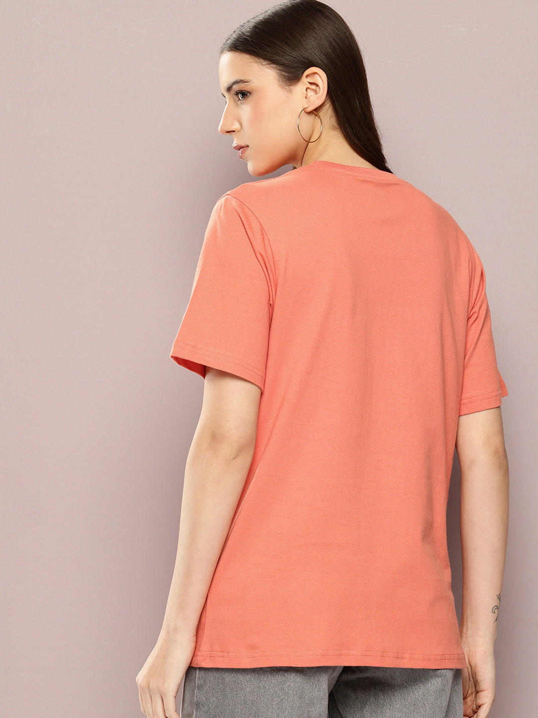 Womens Half Sleeve Round Neck Printed Oversized Fit Tshirts