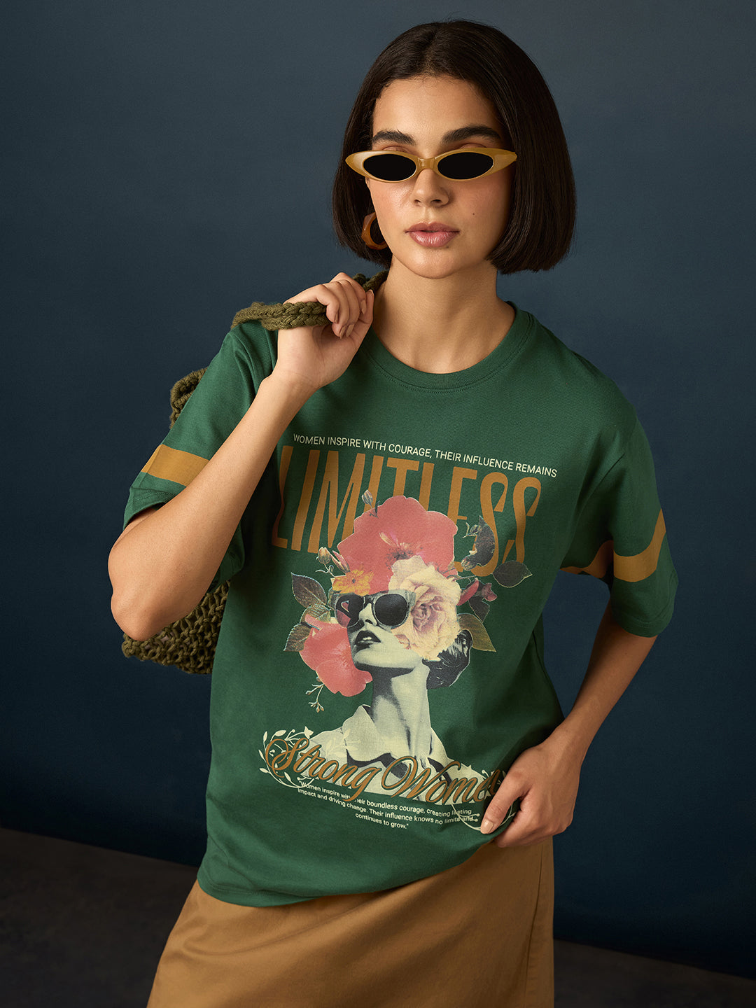 Womens Short Sleeve Printed Oversized Fit Tshirt 