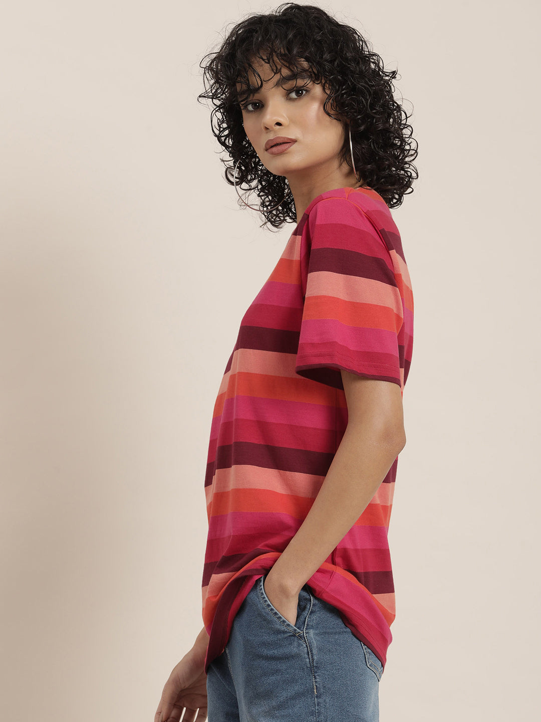 Womens Half Sleeve Round Neck Oversized Fit T-Shirts
