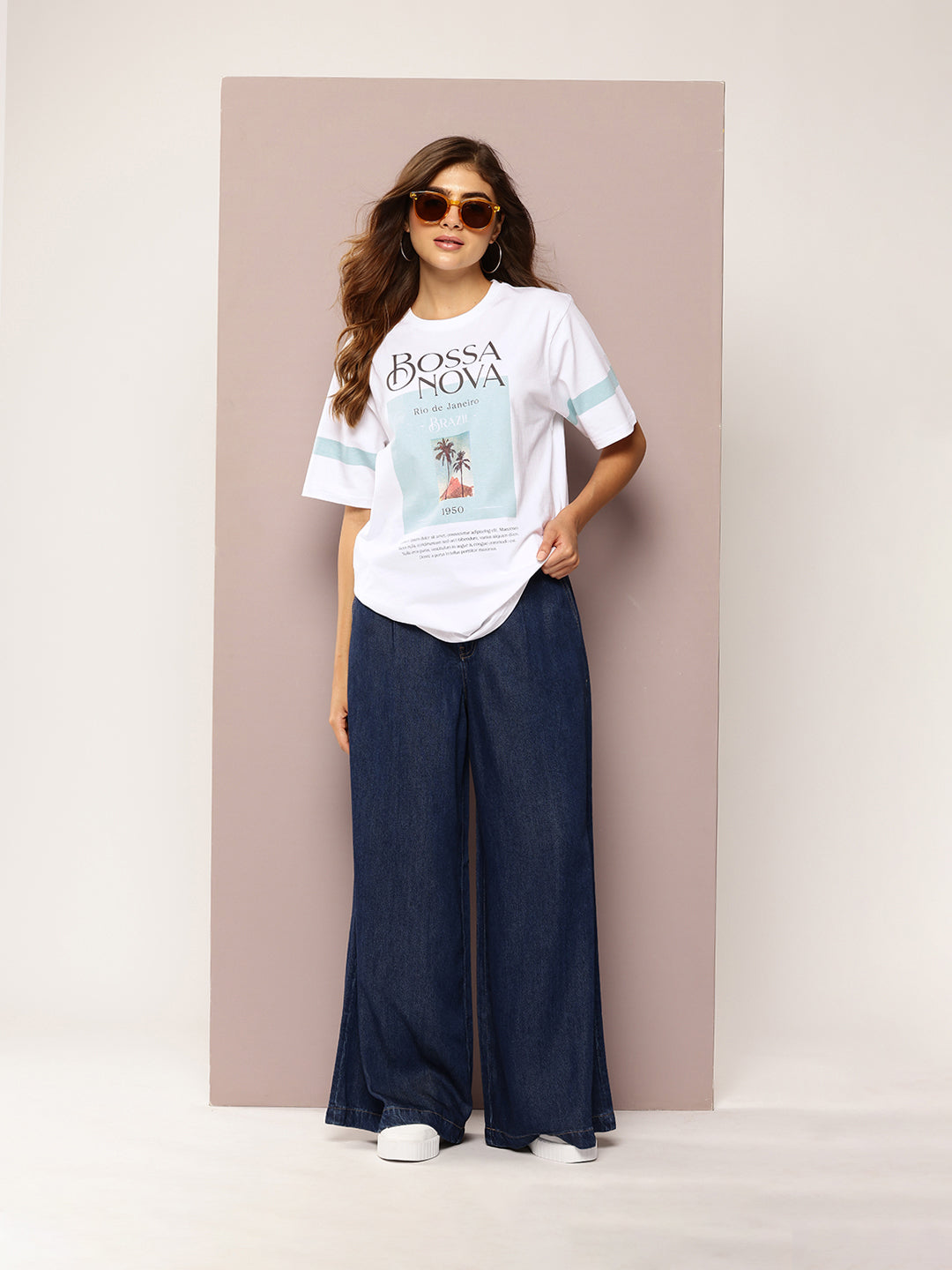 Womens Short Sleeve Printed Oversized Fit Tshirt