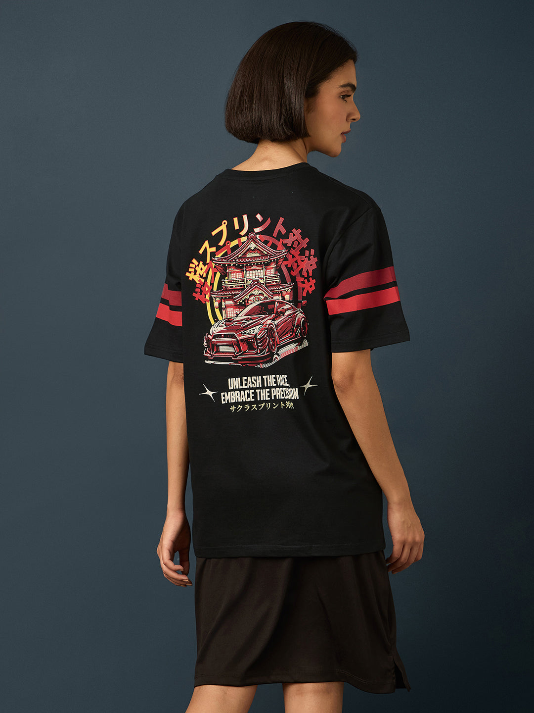 Womens Short Sleeve Printed Oversized Fit Tshirt 