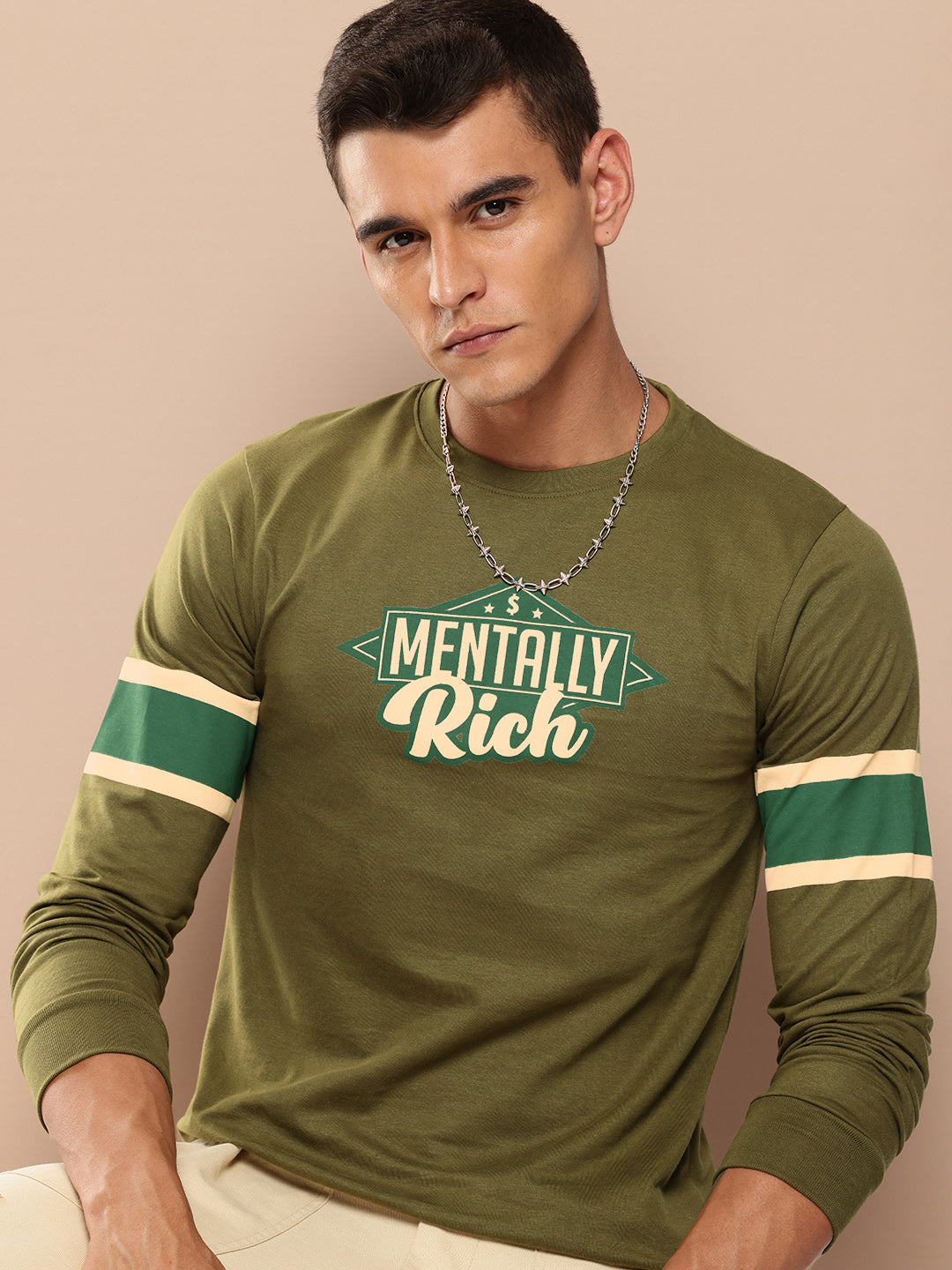 Mens Full Sleeve Round Neck Printed Regular Fit Tshirts
