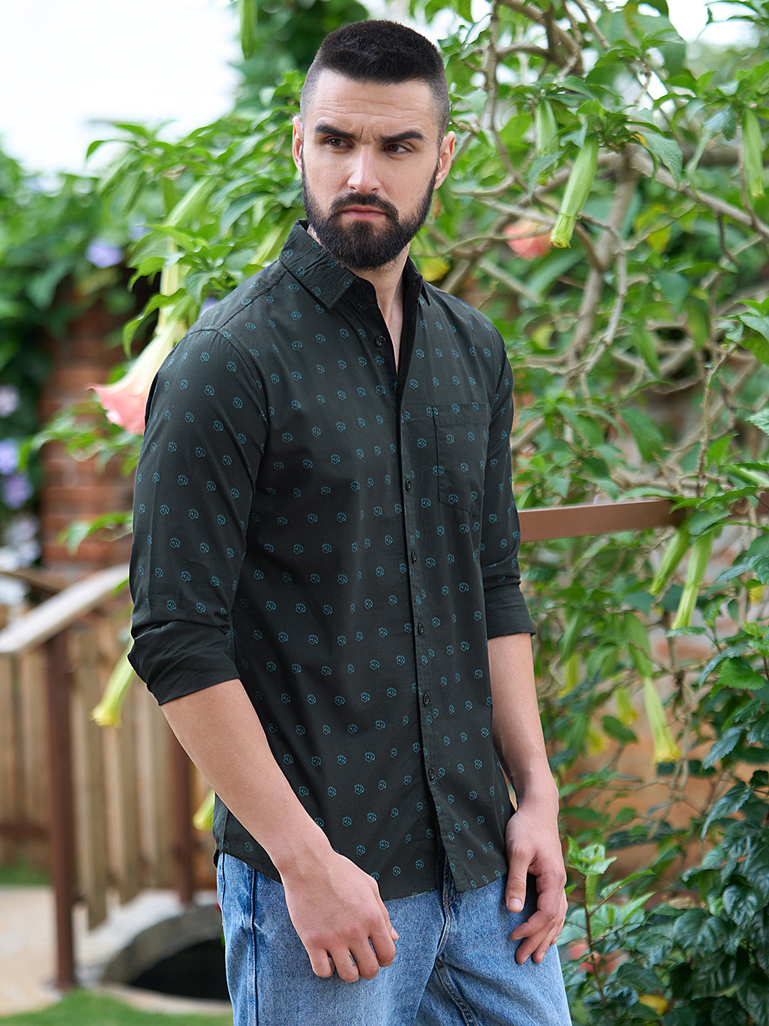 Men All Over Printed Full Sleeve Shirt With Pocket