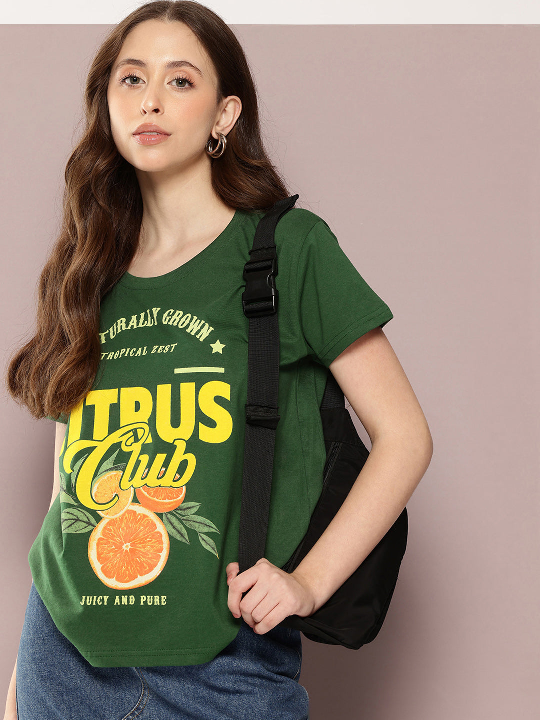 Womens Half Sleeve Round Neck Printed Boxy Fit Tshirts