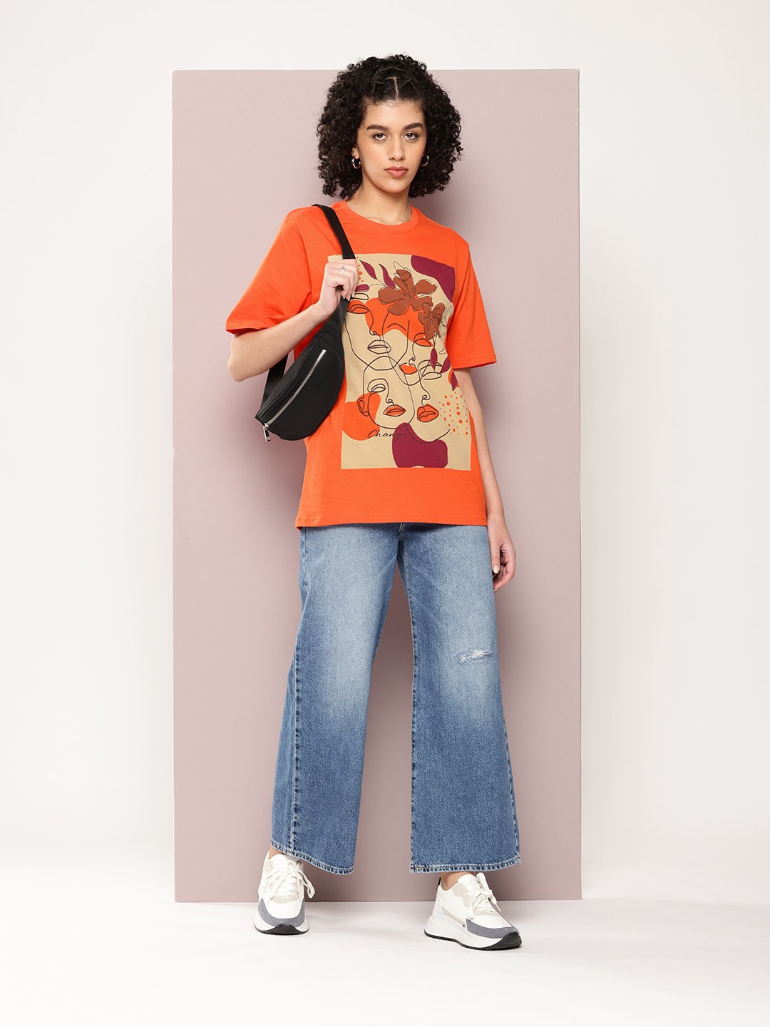 Womens Half Sleeve Round Neck Oversized Fit T-Shirts
