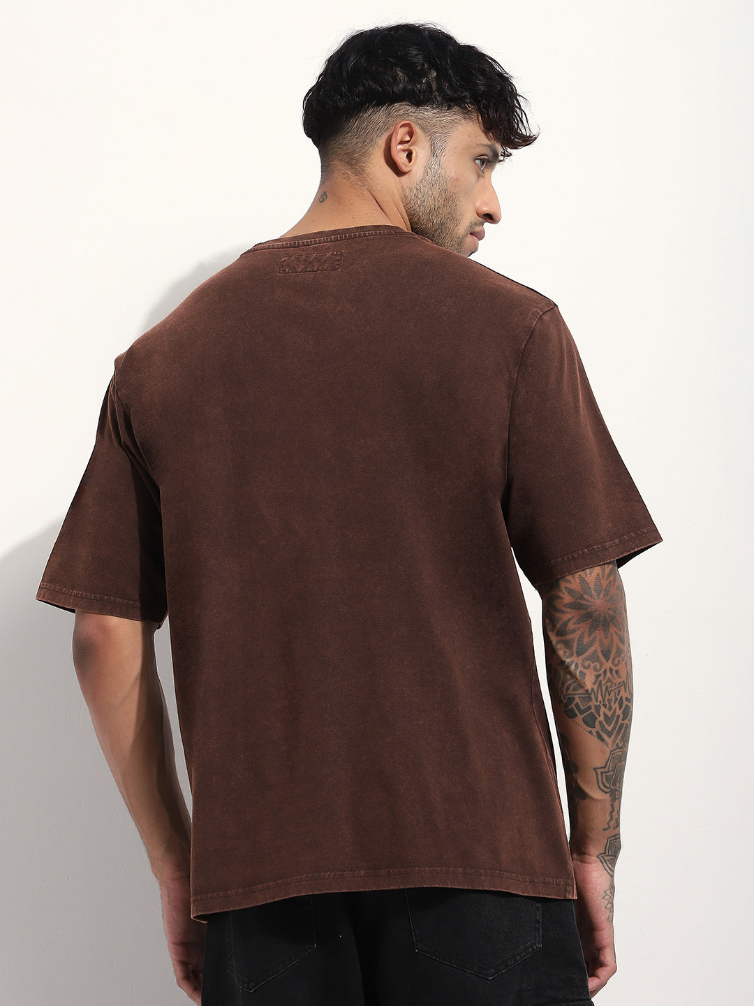 Mens Half Sleeve Round Neck Embroidered Oversized Fit Tshirts