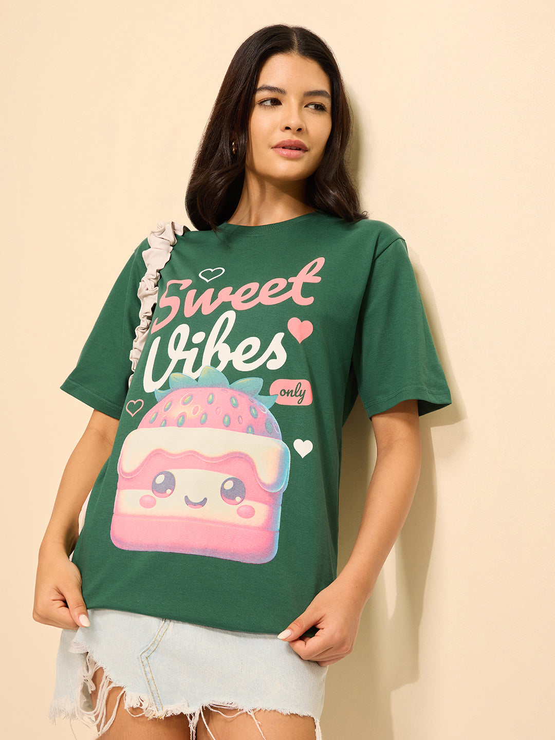 Womens Printed Oversized Cotton T-Shirt